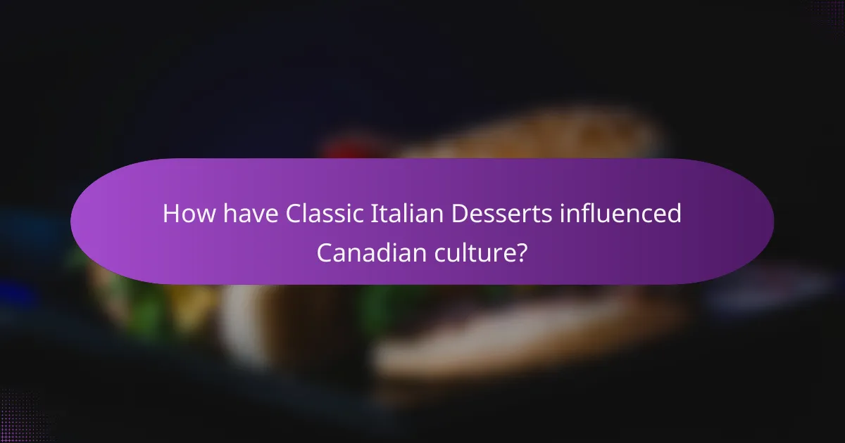 How have Classic Italian Desserts influenced Canadian culture?